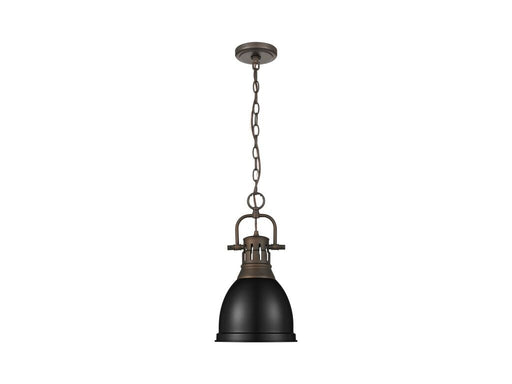 Golden - 3602-S RBZ-BLK - One Light Pendant - Duncan - Rubbed Bronze