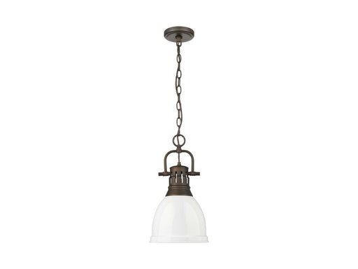 Golden - 3602-S RBZ-WH - One Light Pendant - Duncan - Rubbed Bronze
