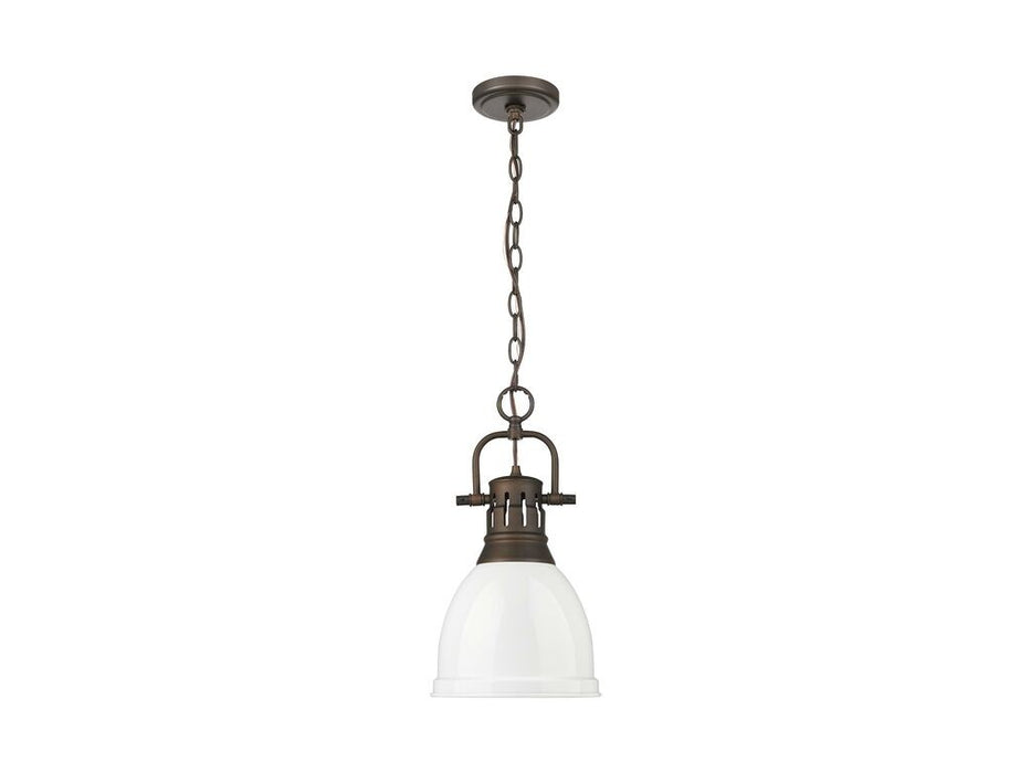 Golden - 3602-S RBZ-WH - One Light Pendant - Duncan - Rubbed Bronze