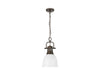 Golden - 3602-S RBZ-WHT - One Light Pendant - Duncan - Rubbed Bronze