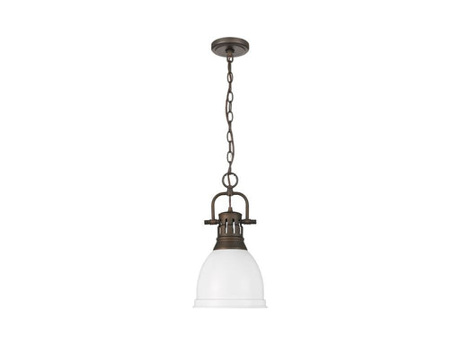 Golden - 3602-S RBZ-WHT - One Light Pendant - Duncan - Rubbed Bronze