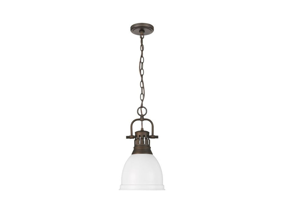 Golden - 3602-S RBZ-WHT - One Light Pendant - Duncan - Rubbed Bronze