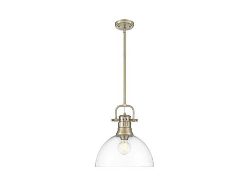 Golden - 3604-L AB-CLR - One Light Pendant - Duncan - Aged Brass