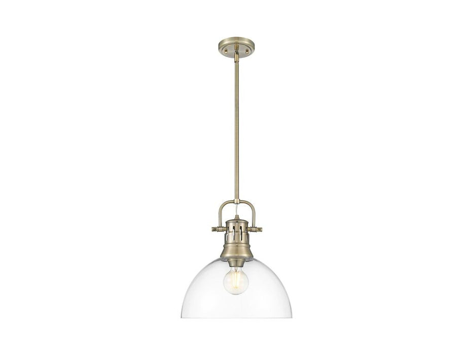 Golden - 3604-L AB-CLR - One Light Pendant - Duncan - Aged Brass