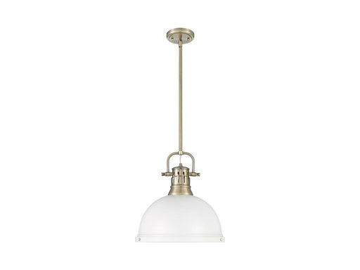 Golden - 3604-L AB-WHT - One Light Pendant - Duncan - Aged Brass