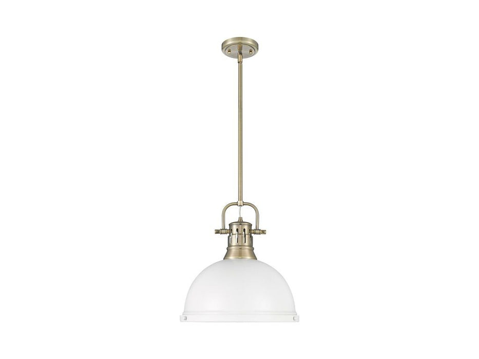 Golden - 3604-L AB-WHT - One Light Pendant - Duncan - Aged Brass