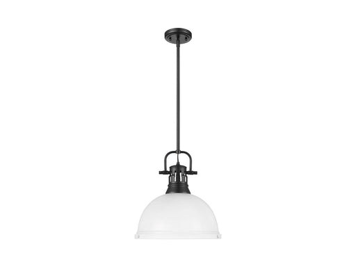Golden - 3604-L BLK-WHT - One Light Pendant - Duncan - Matte Black