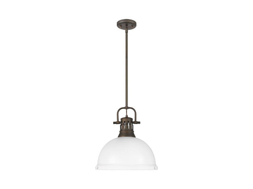 Golden - 3604-L RBZ-WHT - One Light Pendant - Duncan - Rubbed Bronze