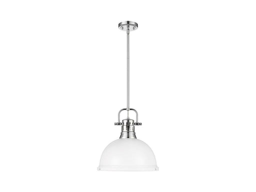 Golden - 3604-L CH-WHT - One Light Pendant - Duncan - Chrome