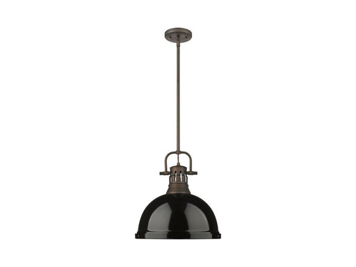 Golden - 3604-L RBZ-BK - One Light Pendant - Duncan - Rubbed Bronze