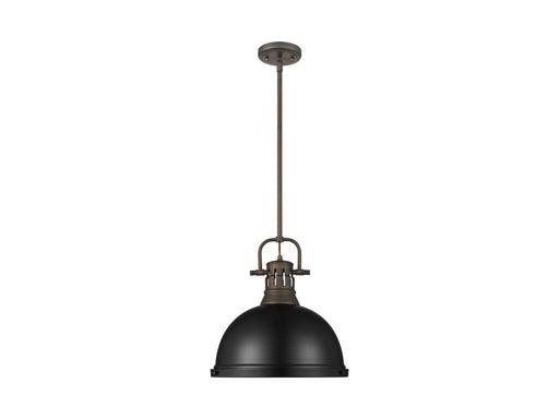 Golden - 3604-L RBZ-BLK - One Light Pendant - Duncan - Rubbed Bronze