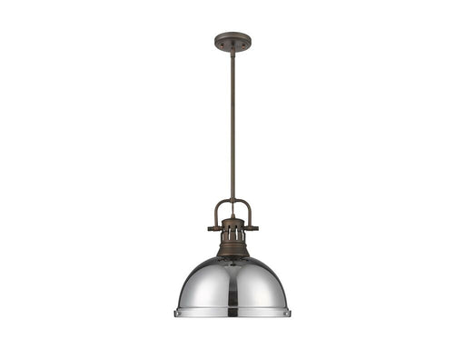 Golden - 3604-L RBZ-CH - One Light Pendant - Duncan - Rubbed Bronze