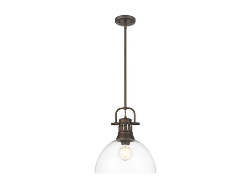 Golden - 3604-L RBZ-CLR - One Light Pendant - Duncan - Rubbed Bronze