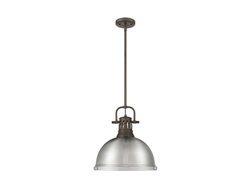 Golden - 3604-L RBZ-PW - One Light Pendant - Duncan - Rubbed Bronze