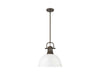 Golden - 3604-L RBZ-WH - One Light Pendant - Duncan - Rubbed Bronze