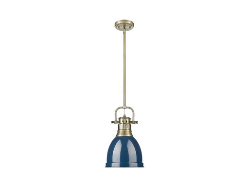 Golden - 3604-S AB-NVY - One Light Pendant - Duncan - Aged Brass