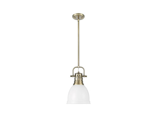 Golden - 3604-S AB-WHT - One Light Pendant - Duncan - Aged Brass