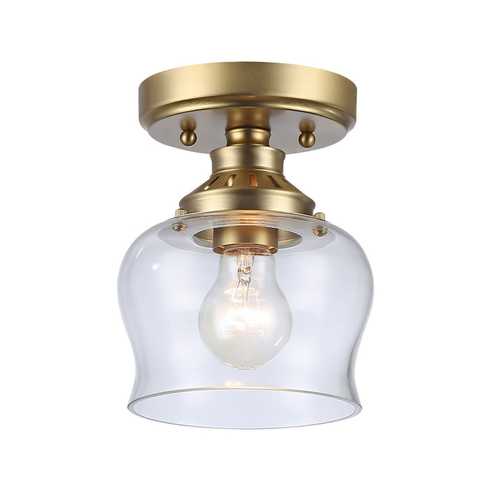 Golden - 3610-SF BCB-CLR - One Light Semi-Flush Mount - Daphne - Brushed Champagne Brass