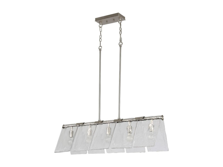 Golden - 6072-LP PW-HWG - Five Light Linear Pendant - Serenity - Pewter
