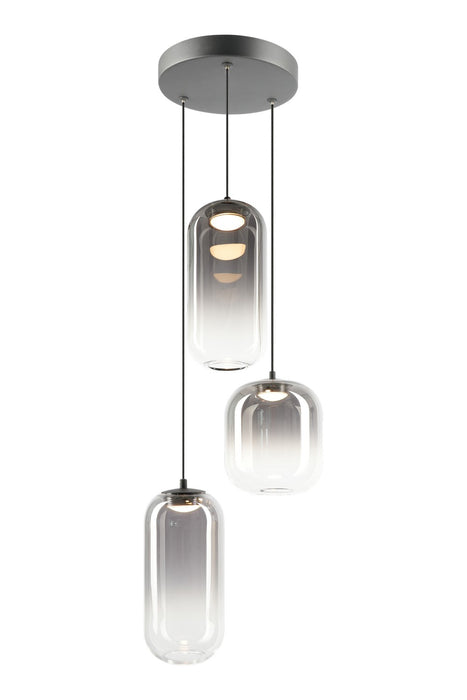 Matteo Lighting - C37403MBSM - Three Light Pendant - Refrax - Matte Black