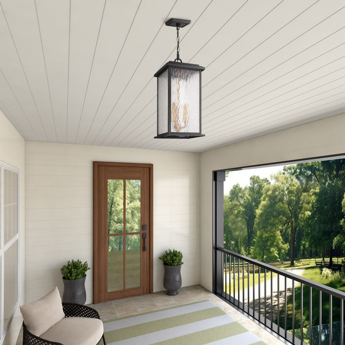 Artcraft - AC9275BK - Three Light Outdoor Pendant - Estate - Black, Brass