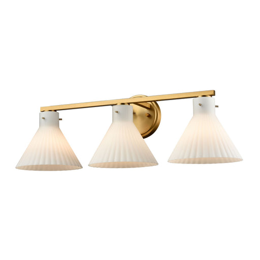 DVI Lighting - DVP37243BR-RIO - Three Light Vanity - Dorset - Brass w/Ribbed Opal Glass