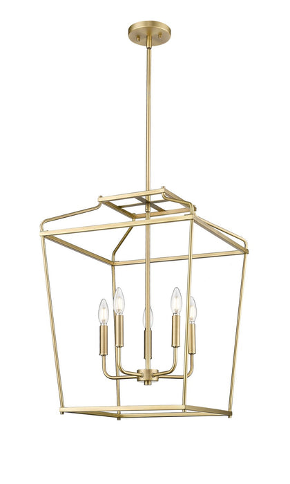 Millennium - 19005-VB - Five Light Pendant - Nellita - Vintage Brass