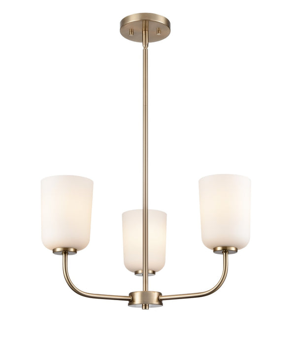 Millennium - 214003-MG - Three Light Chandelier - Laphia - Modern Gold