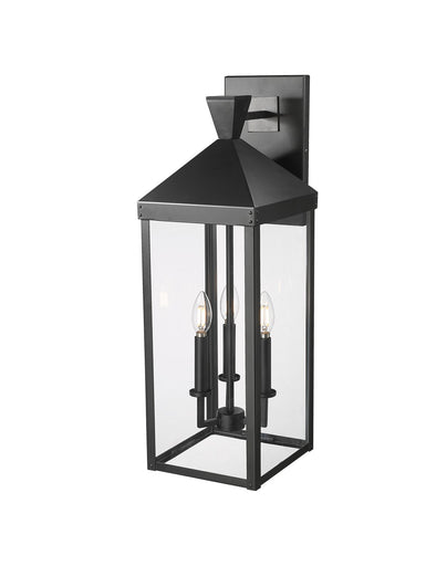Yates Three Light Outdoor Wall Sconce Painted Black
