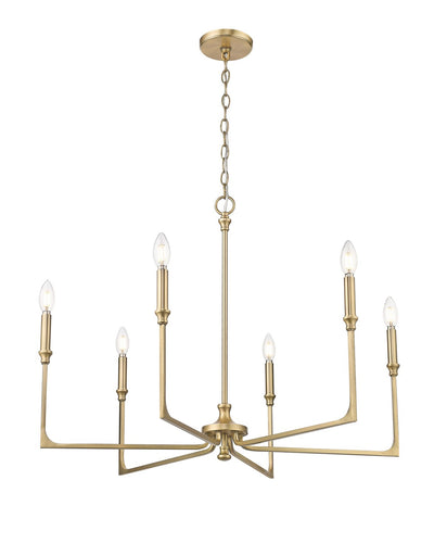 Azara Six Light Chandelier Vintage Brass