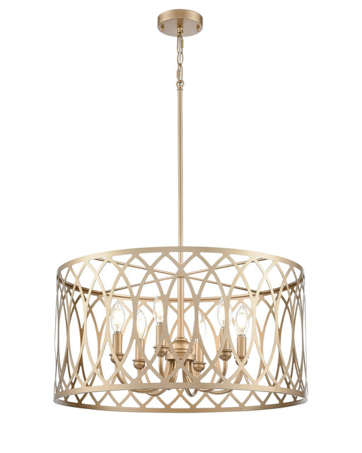 Millennium - 42106-PMG - Six Light Pendant - Arelyn - Painted Modern Gold