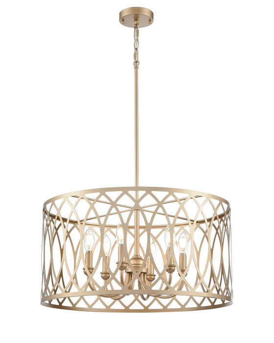 Millennium - 42106-PMG - Six Light Pendant - Arelyn - Painted Modern Gold