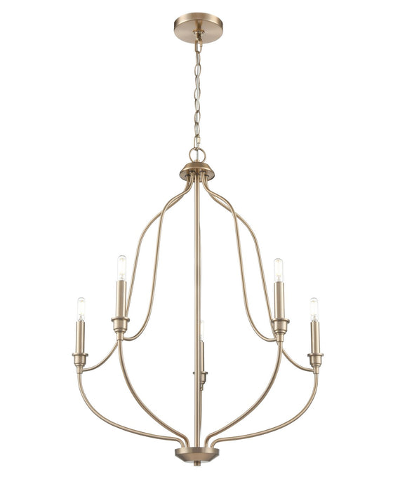 Millennium - 98005-MG - Five Light Chandelier - Senoia - Modern Gold