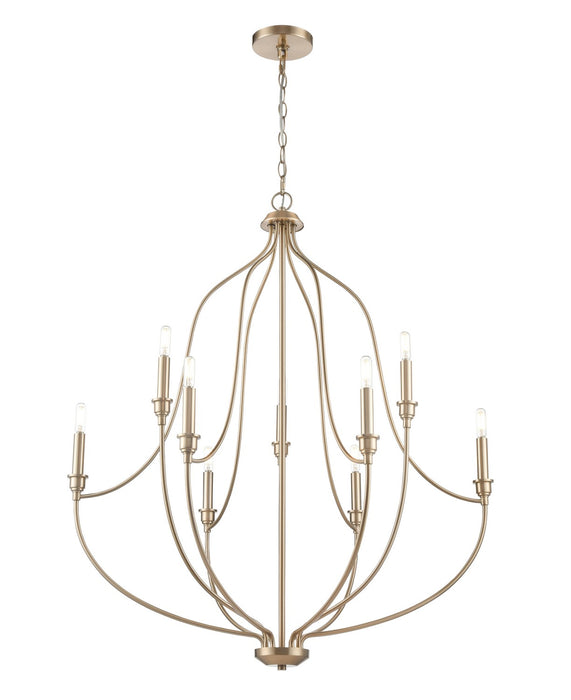 Millennium - 98009-MG - Nine Light Chandelier - Senoia - Modern Gold