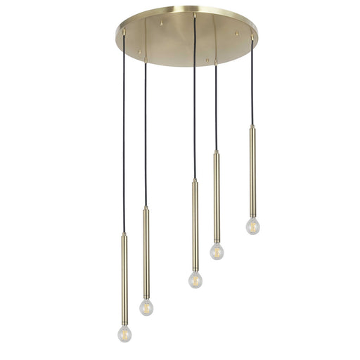 Sanya Five Light Pendant Aged Brass
