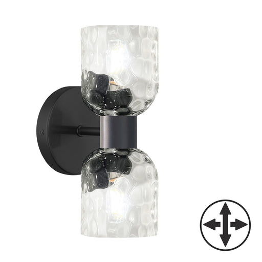 Dainolite Ltd - VLA-102W-MB-CLR - Two Light Wall Sconce - Vallora - Matte Black