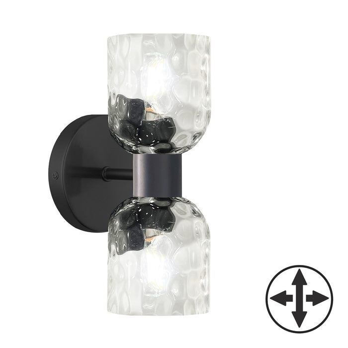 Dainolite Ltd - VLA-102W-MB-CLR - Two Light Wall Sconce - Vallora - Matte Black