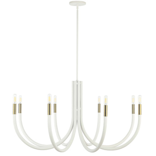 Wand Eight Light Chandelier Sandy White