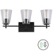 Dainolite Ltd - WND-233W-MB - Three Light Vanity - Wenda - Clear