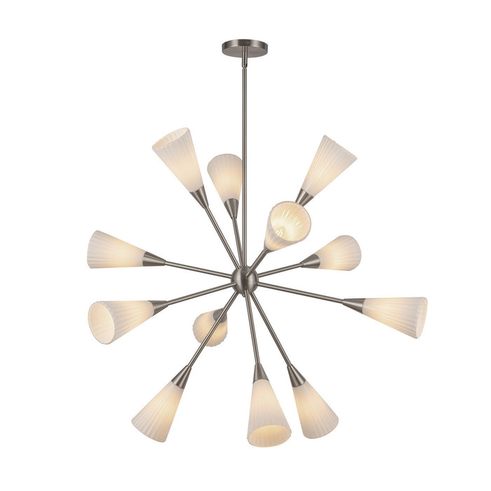 Alora - CH462039BNGR - 12 Light Chandelier - Cosmo - Brushed Nickel/Glossy Ribbed Opal Glass