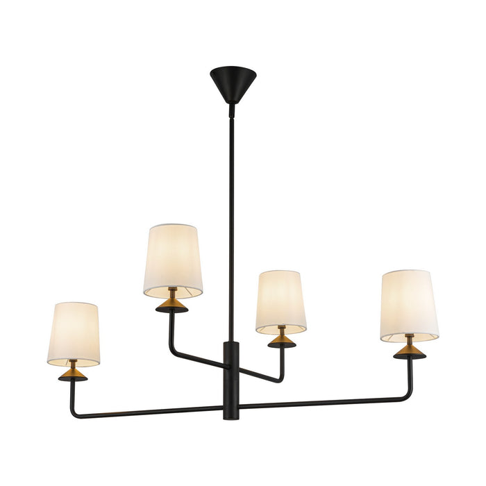 Alora - CH497445MBWL - Four Light Chandelier - Bridgette - Matte Black/White Linen