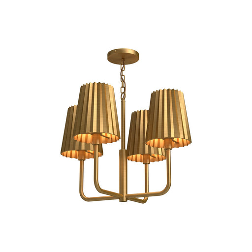 Plisse Four Light Chandelier Aged Gold