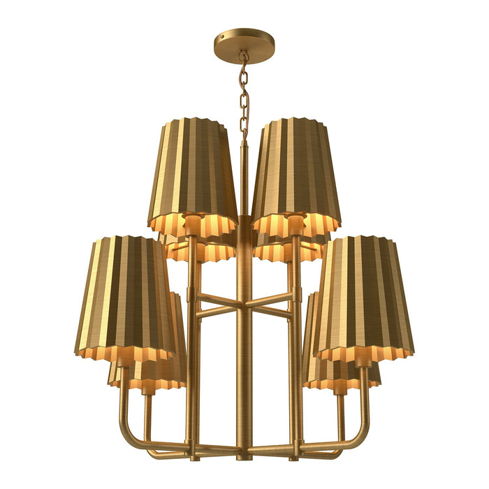 Alora - CH528830AG - Eight Light Chandelier - Plisse - Aged Gold