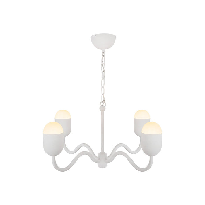 Alora - CH558427AWOP - Four Light Chandelier - Effie - Antique White/Opal Glass
