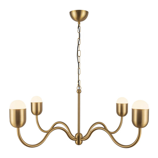 Effie Four Light Chandelier Brushed Gold/Opal Glass