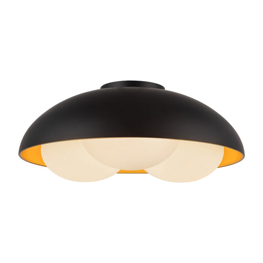 Robyn Three Light Flush Mount Matte Black/Opal Glass