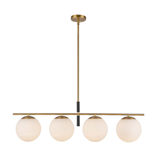 Zuri Four Light Linear Pendant Brushed Gold/Opal Glass