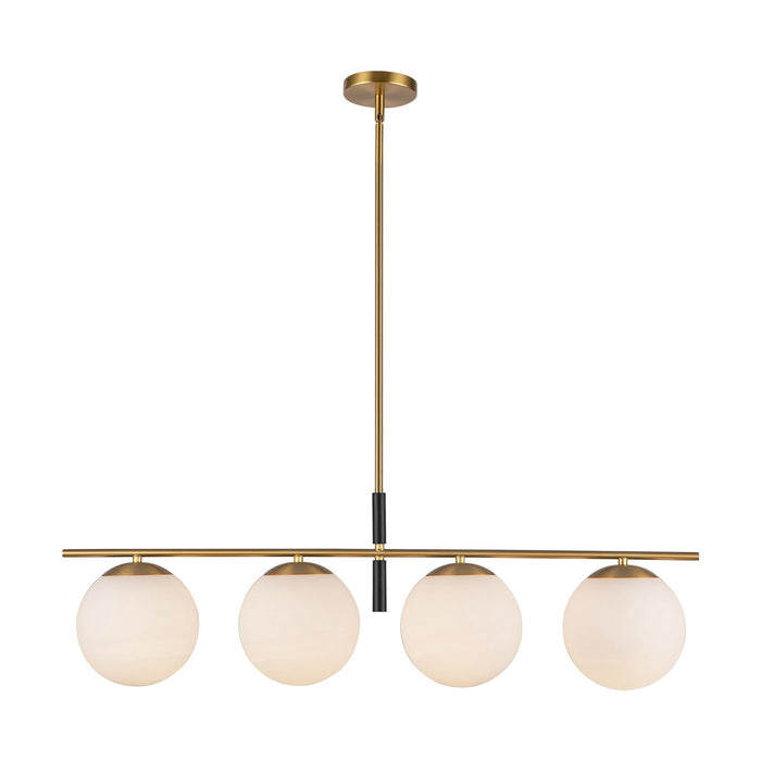 Alora - LP421437BGOP - Four Light Linear Pendant - Zuri - Brushed Gold/Opal Glass