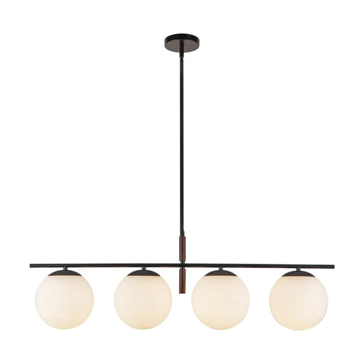 Zuri Four Light Linear Pendant Matte Black/Opal Glass