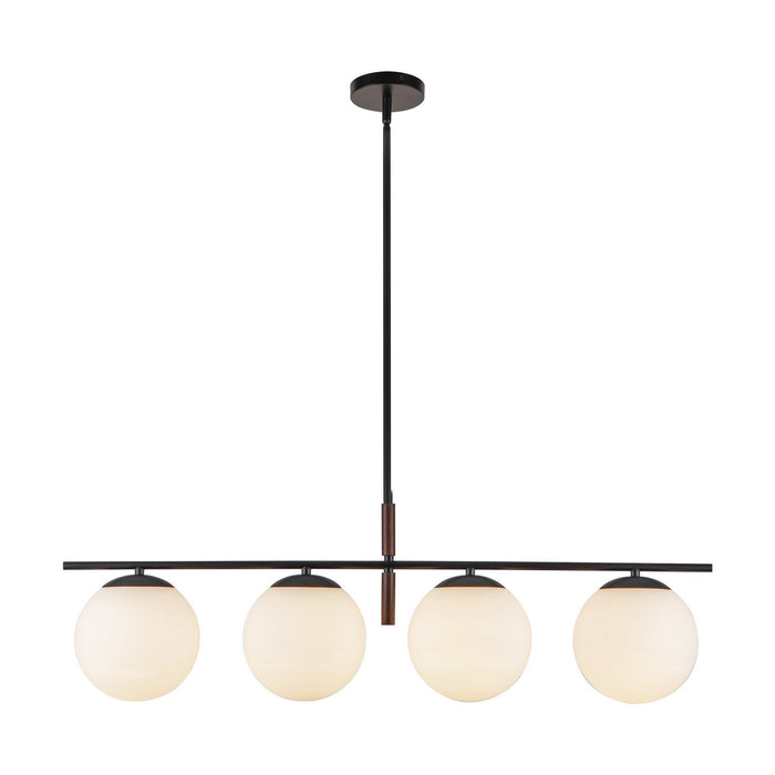Alora - LP421437MBOP - Four Light Linear Pendant - Zuri - Matte Black/Opal Glass
